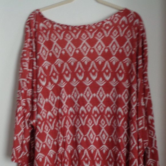 3X 30/32 Tribal Geometric Print Scoop Neck Tunic - Picture 2 of 3